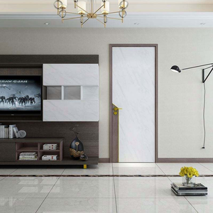 Puerta de MDF con Revestimiento de PVC de Alta Calidad y Estilo Moderno para Sala de Estar/Baño, Puerta de Madera Sólida de Apertura Manual para Uso Interior en el Hogar - Product Image 3