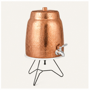 Classic Pure Copper Water Dispenser with <b>Tap</b> & Stand Handcrafted Hammered Copper Matka Ayurvedic Water Storage Pot for Home - Product Image 5