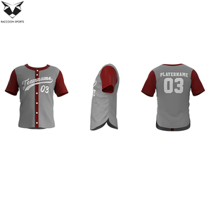 Uniforme de Béisbol para Hombre, Color Gris Granate, Manga Corta, Nuevo, Cómodo, Tela Suave al Tacto, Impresión por Sublimación - Product Image 6