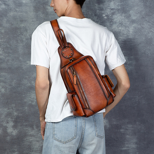 Bolso de Hombro para Hombre, Personalizable al por Mayor, de Cuero Genuino Vintage, Impermeable, Duradero, de Gran Capacidad, con Cierre de Cremallera - Product Image 5