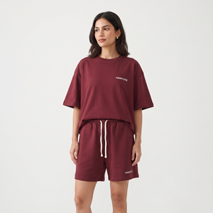 Ensemble de shorts pour femmes de haute qualité personnalisable, t-shirt et short de haute qualité, ensemble 2 pièces, couleur unie, style sport et décontracté - Product Image 1
