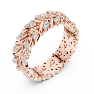 Bague Éternité Luxe en Or Rose avec Feuille de Vigne pour Femme, Élégante, Ornée de Cristaux, Idéale pour Mariage, Anniversaire, Bijou Tendance, Cadeau - Product Image 4