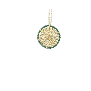 Ethnic Style Gold Tone Zinc Alloy Adjustable Hair Clip with Green Beads Handmade for Wedding Occasion - Product Image 3