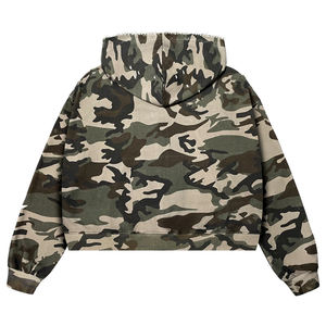 Sudadera con capucha de algodón grueso con efecto desgastado, camuflaje, cremallera, logotipo personalizado, estilo oversize, streetwear, lavado ácido, transpirable para hombre - Product Image 2