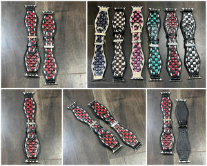 Correa de Reloj de Cuero con Hebilla de Liberación Rápida, Diseño a Cuadros, Hecha a Mano, Correa de Reloj de Cuero Genuino de Moda para Regalos - Product Image 3