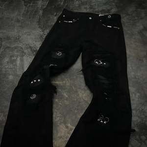 Pantalones Vaqueros de Mezclilla Desgastados con Estilo de Primera Calidad, Diseño Premium Personalizado, Pantalones Acampanados 100% Algodón Transpirable para Hombre - Product Image 2