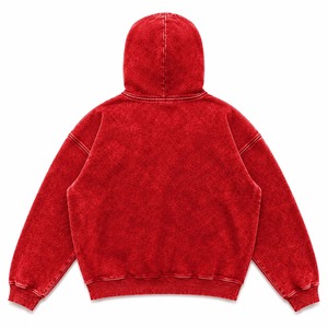 Sweat à capuche d'hiver 100% coton brodé emblème Spider-Man, 400+ GSM, coupe classique, délavé à l'acide, rouge, unisexe, style streetwear vintage - Product Image 3