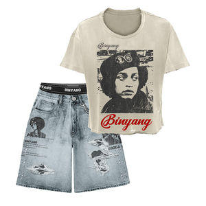 Ensemble deux pièces personnalisé pour homme, style vintage délavé à l'acide, t-shirt court ample en coton et short, tenue streetwear - Product Image 4