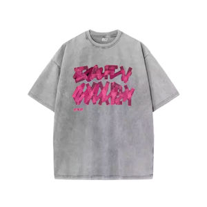 T-shirts Homme 100% Coton en Gros, Logo Personnalisé, Streetwear Hip Hop, Vêtements Urbains, Tissu Tricoté Lourd 300gsm Lavé, Imprimé - Product Image 1