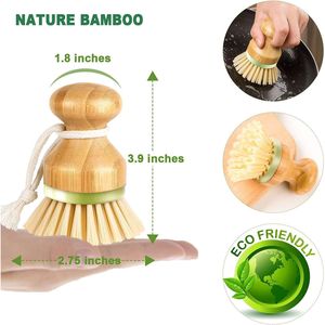 Set di 2 Spazzole in Bambù per Pulire Piatti, Pentole, Padelle, Lavello della Cucina, Padella in Ghisa - Product Image 4