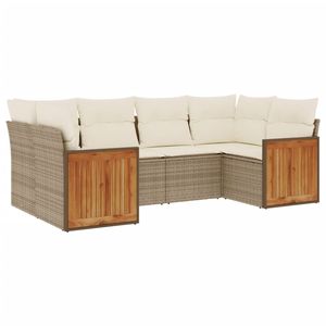Conjunto de Sofás Modulares Grandes de Ratán Sintético PE Beige para Jardín, Muebles Modulares Cómodos para Exteriores - Product Image 2