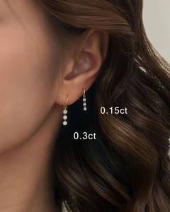 Boucles d'oreilles pendantes à trois pierres en moissanite, en argent sterling 925, magnifiques boucles d'oreilles en diamant personnalisées, cadeau pour elle - Product Image 3