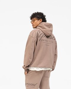 Conjunto de Sudadera con Capucha y Pantalones Cortos Oversize Casual de Invierno para Hombre, Teñido en Prenda, de Algodón Grueso con Estampado de Letras, Venta al por Mayor - Product Image 1