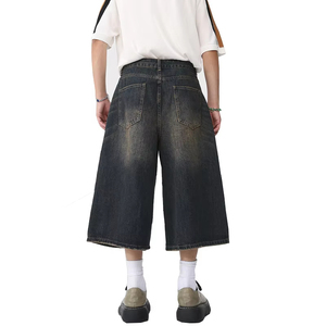 Shorts en jean tricoté mi-long pour homme, coupe droite, décontracté, haute qualité, coupe-vent, couleur unie, vente en gros - Product Image 5