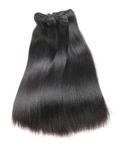 Extensiones de Cabello Humano Remy Indio a Granel, Doble Trama, Doble Costura a Máquina, de un Solo Donante, 8A/9A, Liso Sedoso, Negro - Product Image 2