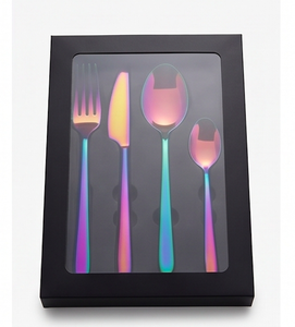 Rainbow Stainless Steel Flatware Set Fork Knife Spoon Modern Design High <b>Mirror</b> Polish Rust Resistant Metal Cutlery Party Use - Product Image 6