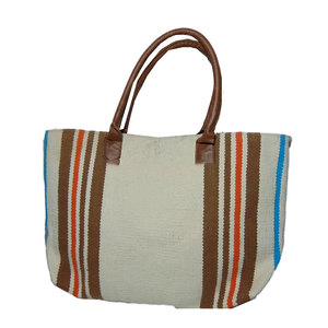 New Women's Beach Fashion Handloom Fabric Multicolored Handcrafted Cotton Tote Bag Large Capacity Stylish Shoulder <b>Handbag</b> - Product Image 3