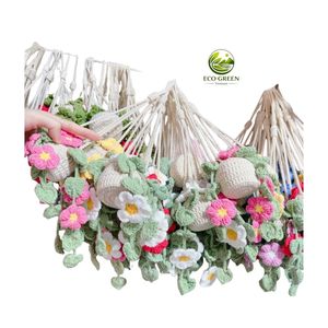 Cesta Colgante de Flores Amigurumi Personalizada, Hecha a Mano, Decoración Floral, Maceta de Hilo Suave para Decoración de Interiores, Venta al por Mayor - Product Image 2