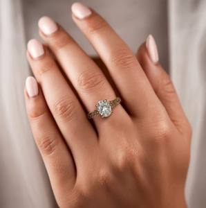 การตั้งค่าแบบง่ามสำหรับงานแต่งงานแหวนเพชรโมอิส925ทรงรีสไตล์วินเทจของเซลสเตอร์ลิงซิลเวอร์สุดหรู - Product Image 4