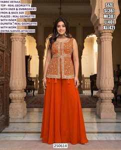 Ensemble Ziya orange Georgette - Product Image 1