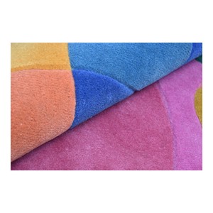 Tapis en laine tufté à la main, motif cercles superposés abstraits modernes, nuages colorés, géométrique 3D sculpté, de luxe - Product Image 2