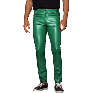 Pantalon en cuir slim pour jeunes hommes, séchage rapide, tissu confortable, poches personnalisées, pour le quotidien - Product Image 1