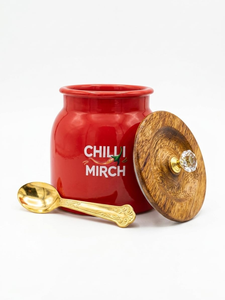Iron <b>Spice</b> Storage Containers with Wooden Lid and Crystal Knob Premium Metal Kitchen Canister Elegant Decorative <b>Spice</b> <b>Jar</b> - Product Image 5