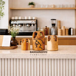 Juego de Accesorios Comerciales de Madera Sólida para Mostrador de Recepción y Mesa de Bar Moderna y Minimalista para Uso en Hoteles/Villas - Product Image 1