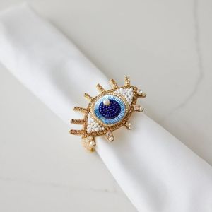 Anillo para Servilletas de Diseño Moderno con Ojo Turco, Hecho a Mano, Calidad de Exportación, con Cuentas de Vidrio, Elegante Decoración para Mesa de Comedor - Product Image 1
