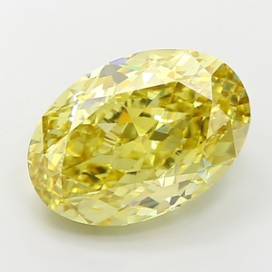 Diamant de laboratoire CVD certifié, jaune intense fantaisie, taille ovale radiante, pour la création de bijoux fins et luxueux - Product Image 1