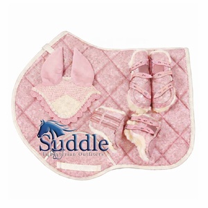 Customizable Horse Riding Jumping Saddle Pad Mat Rug <b>Set</b> of 4 Durable Fabric Premium Equestrian Supplies Glitter Glittery <b>PINK</b> - Product Image 1
