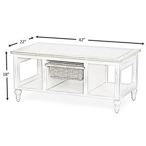 Mesa de centro de almacenamiento de mimbre costero con muebles tejidos a mano con incrustaciones de vidrio - Product Image 5