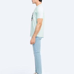 Men's <b>Light</b> Blue Regular Fit 100% Cotton Jersey O-<b>Neck</b> Short Sleeve T-Shirt for Subway Print Casual Breathable Knitted - Product Image 6