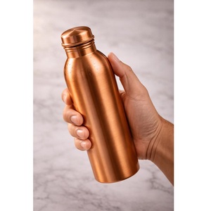 <b>Brushed</b> Copper Flask Milled Cap Pure Solid Copper <b>Bottle</b> for Gym Sports & Office - Product Image 3