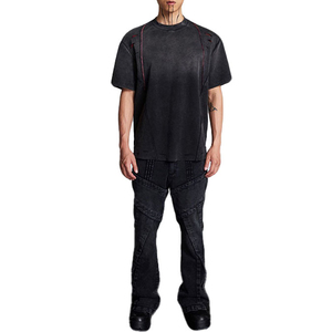 Camisetas de Hombre al por Mayor con Logotipo Personalizado, Cuello Grueso, 100% Algodón, Corte Cuadrado, Estampado Puff, Bordado Distressed - Product Image 4