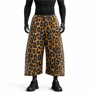 Pantalon de survêtement ample imprimé léopard personnalisé, style streetwear, avec bande latérale, coupe large, unisexe, hip-hop, surdimensionné 2026 - Product Image 1
