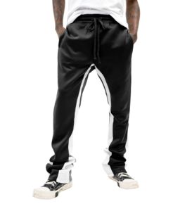 Pantalon décontracté ample pour homme avec rayures latérales et intérieures, taille élastique, style sportif - Product Image 2