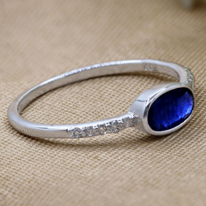 Magnifique bague de fiançailles certifiée IGI pour femmes, saphir bleu naturel, véritable diamant d'appoint, argent massif 925, style bohème - Product Image 6