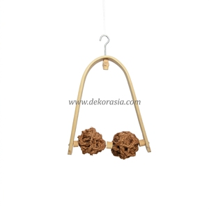 Natural Brown Bamboo Coil Coconut Fiber Classic Ball Bird <b>Swing</b> Hanging Trapeze Toy Small Medium Birds Pet Cage Stand Wholesale - Product Image 1