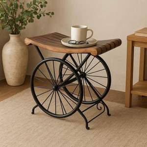 Mesa de Centro de Madera y Metal Estilo Indio, Diseño Tradicional Antiguo, Muebles para Sala de Estar, Ecológicos, Duraderos, Venta al Por Mayor - Product Image 2