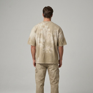 T-shirt Homme Oversize Tie-Dye Délavé Effet Soleil Manches Courtes Col Rond Décontracté Streetwear Épaules Tombantes Coton Épais - Product Image 2