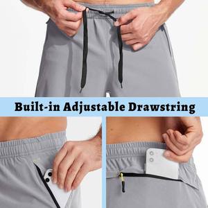 Shorts de sport respirants pour hommes, légers et confortables, parfaits pour les entraînements quotidiens et la course à pied, gris, fermeture éclair, coton - Product Image 6