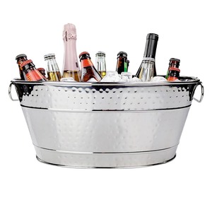 Stainless Steel Ice Bucket Round Design Elegant Party Cooler Rust Resistant Beverage Tub - Product Image 6