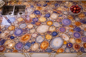 Mesa de Comedor de Ágata de Lujo, Tablero de Piedra Preciosa Natural, Mesa de Losa de Ágata Colorida, Muebles de Piedra de Diseño, Decoración Moderna de Lujo - Product Image 4