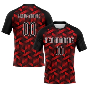 Maillot de volley-ball personnalisé à sublimation, motif géométrique rouge feu et noir-blanc, le plus vendu en gros pour l'industrie - Product Image 1