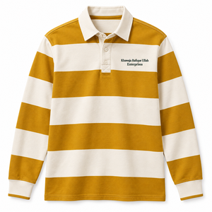 <b>Men's</b> Green and <b>White</b> Striped <b>Long</b> <b>Sleeve</b> Rugby Jersey Polo <b>Shirt</b> with Button Placket Green <b>white</b> striped rugby jersey <b>Long</b> - Product Image 6