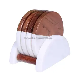 Posavasos redondos de madera y resina de nuevo diseño de alta calidad con soporte Popular del fabricante y exportador de posavasos - Product Image 1