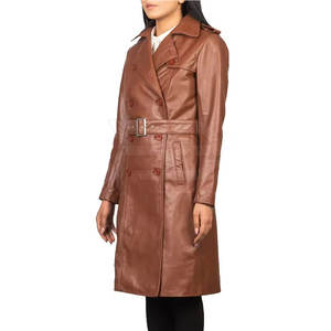 Manteau long en cuir pour femme, style nouveau, doublure chaude, veste d'hiver avec boutons sur le devant, personnalisable - Product Image 3