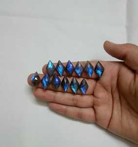 Natural Gemstone Checker Cut Cabochon 11x19mm 5mm Thickness Polished Loose Stone Blue Fire Color <b>Play</b>/Fire for Jewelry - Product Image 2