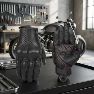 Guantes de Conducción de Cuero Rojo Black Sheep, Pantalla Táctil, Transpirables, Antideslizantes, para Motociclismo, Unisex - Product Image 5